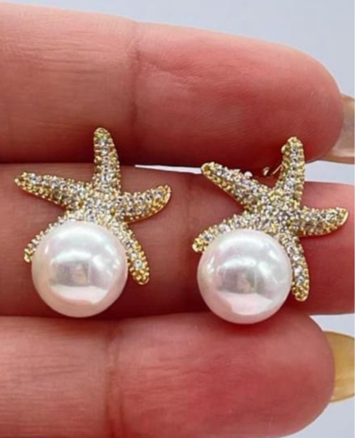 Starfish Pearl Earrings