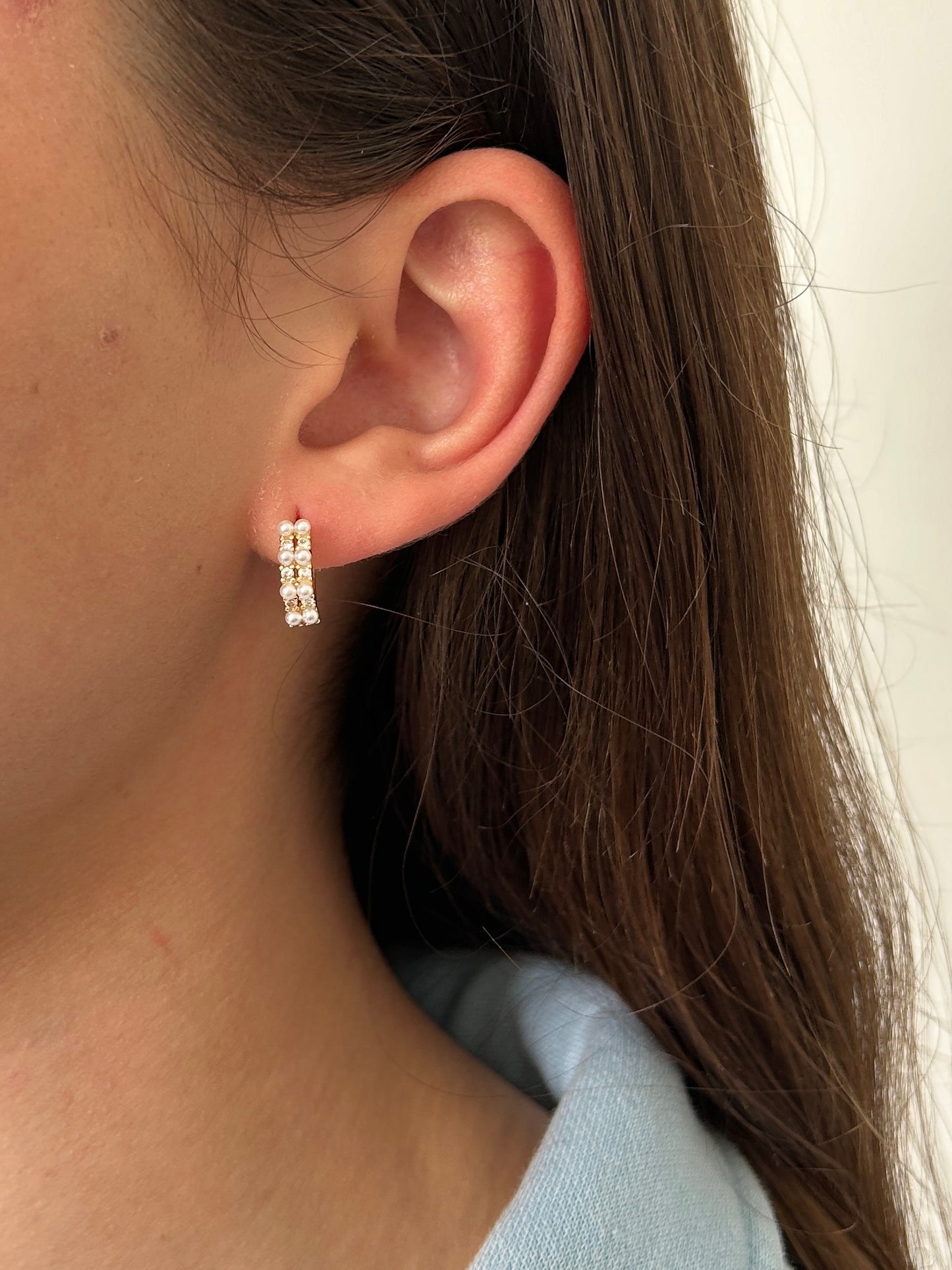 Mini Pearl Huggie Earring