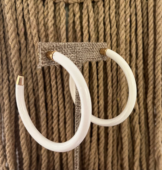 White Hoop Earrings